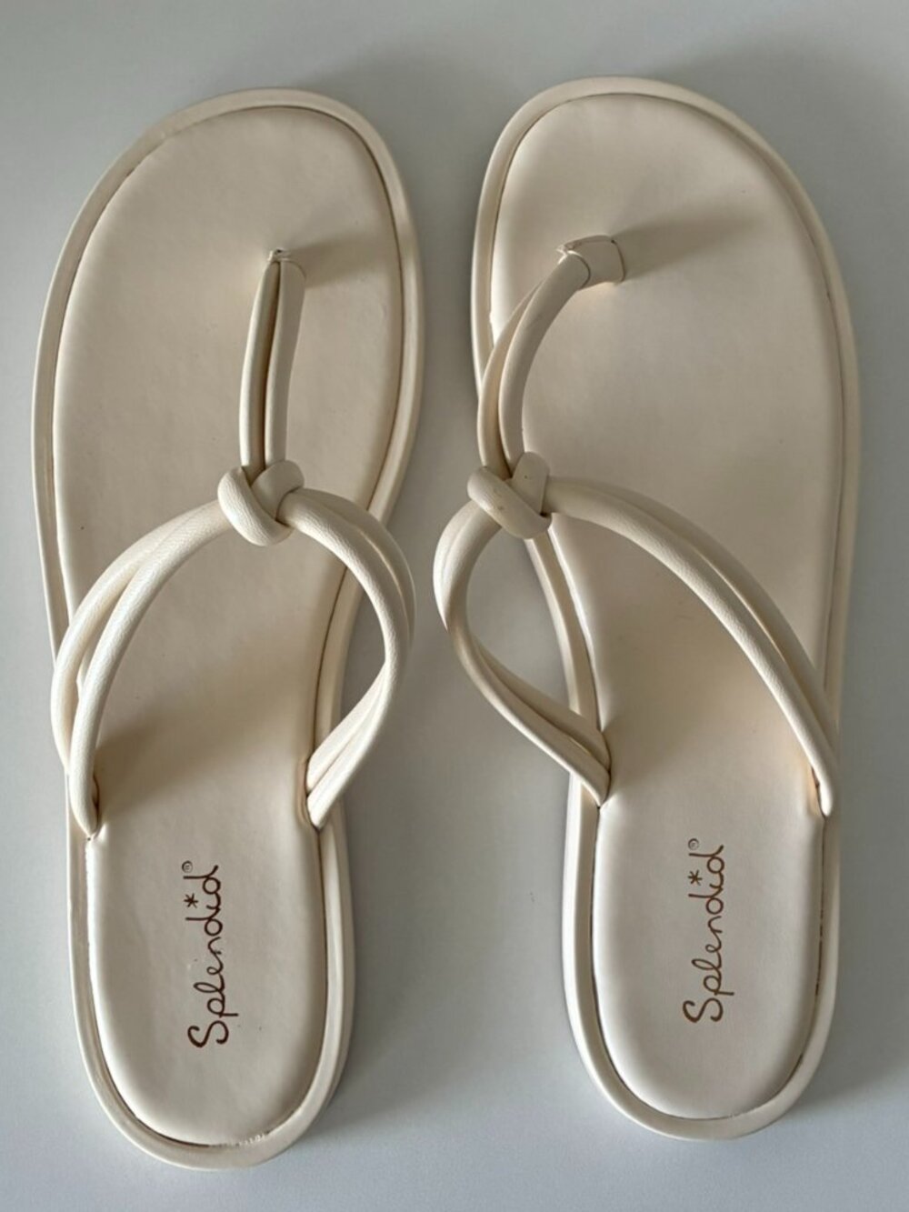 Splendid Off White Ferdinanda Knotted Strap Thong Sandals Size 9.5